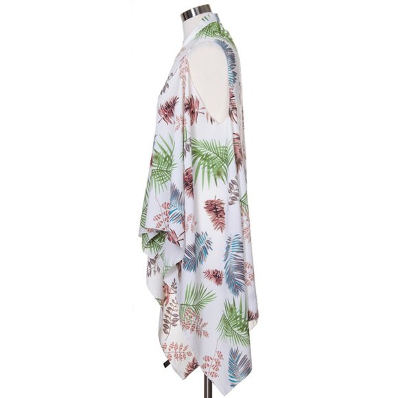 Code22 Tropical Leaves Pattern Beach Cover Up - Picture 2 of 4